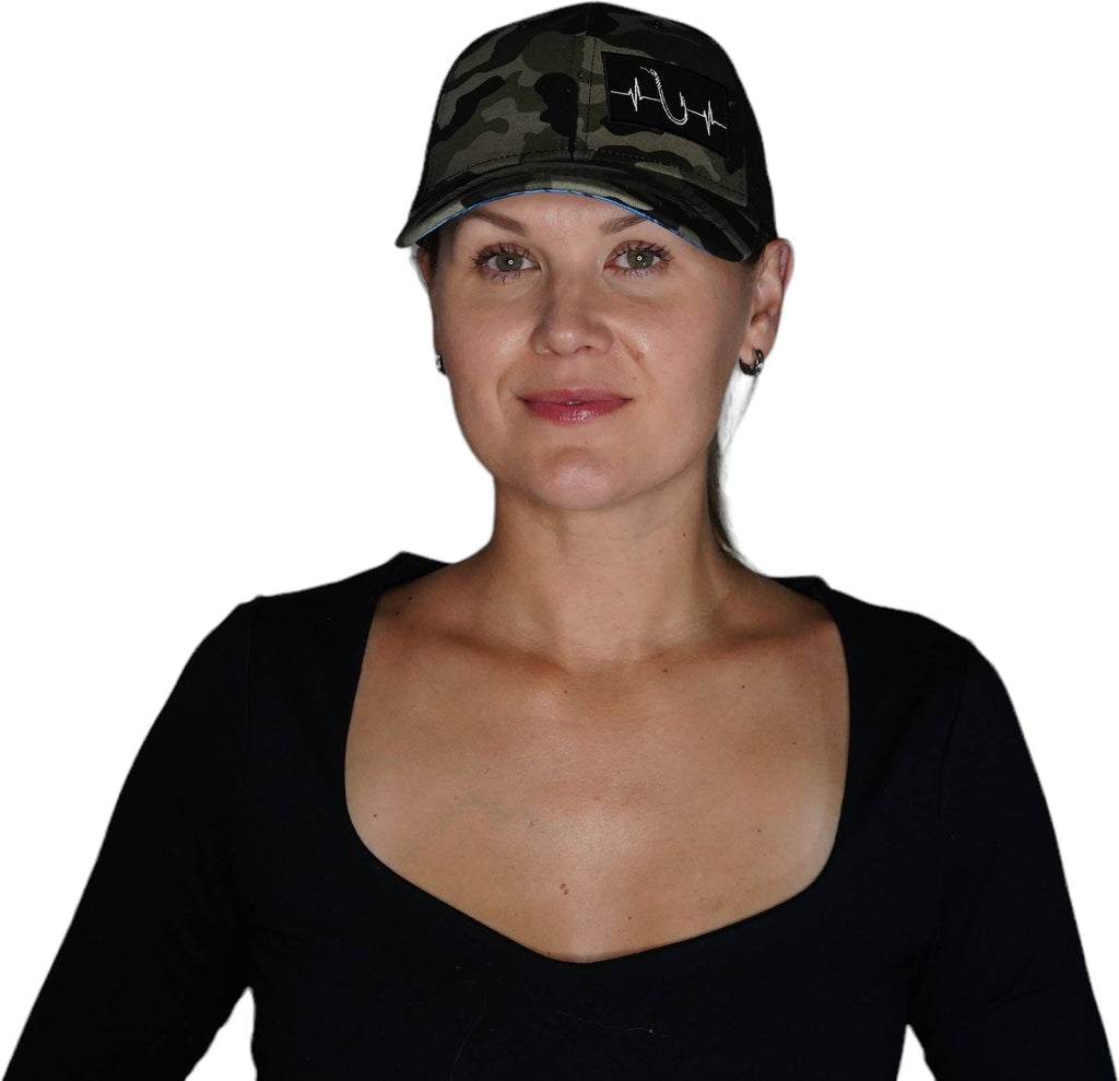Fishing Hat - Low Profile - Ponytail - Light Camo / Black - Laser Mesh