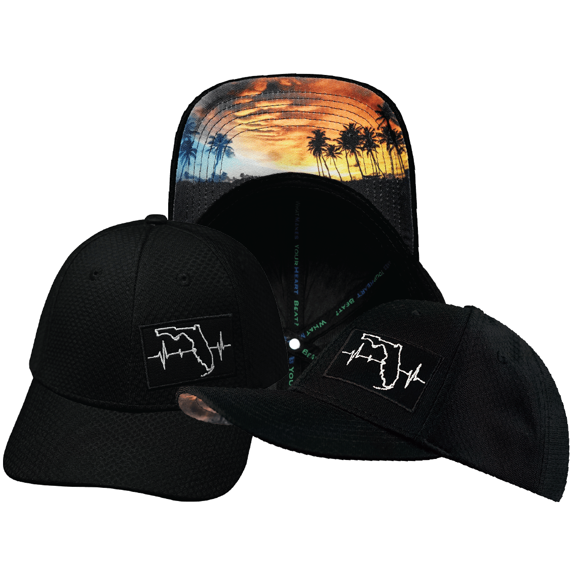 Florida Hat - Airmesh - Athletic Fit - Black - Fabric Back