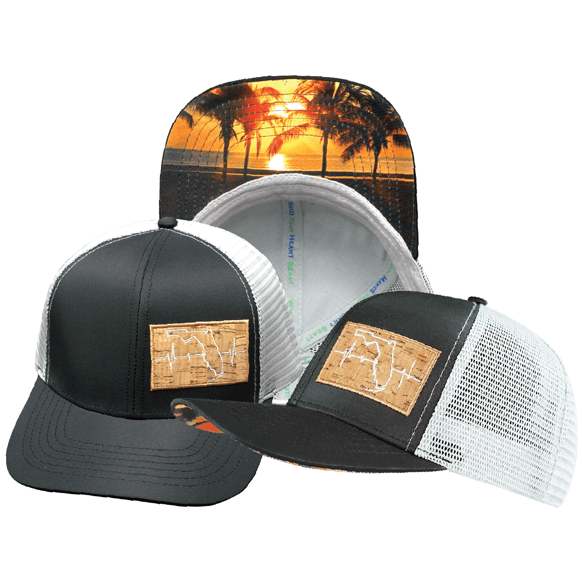 Florida Hat - Baseball Hat Fit - Black / Gray - Trucker Mesh