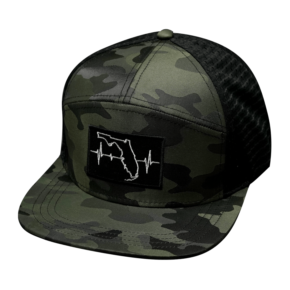 Florida Hat - Flat Bill - Green Camo / Black - Jersey Mesh