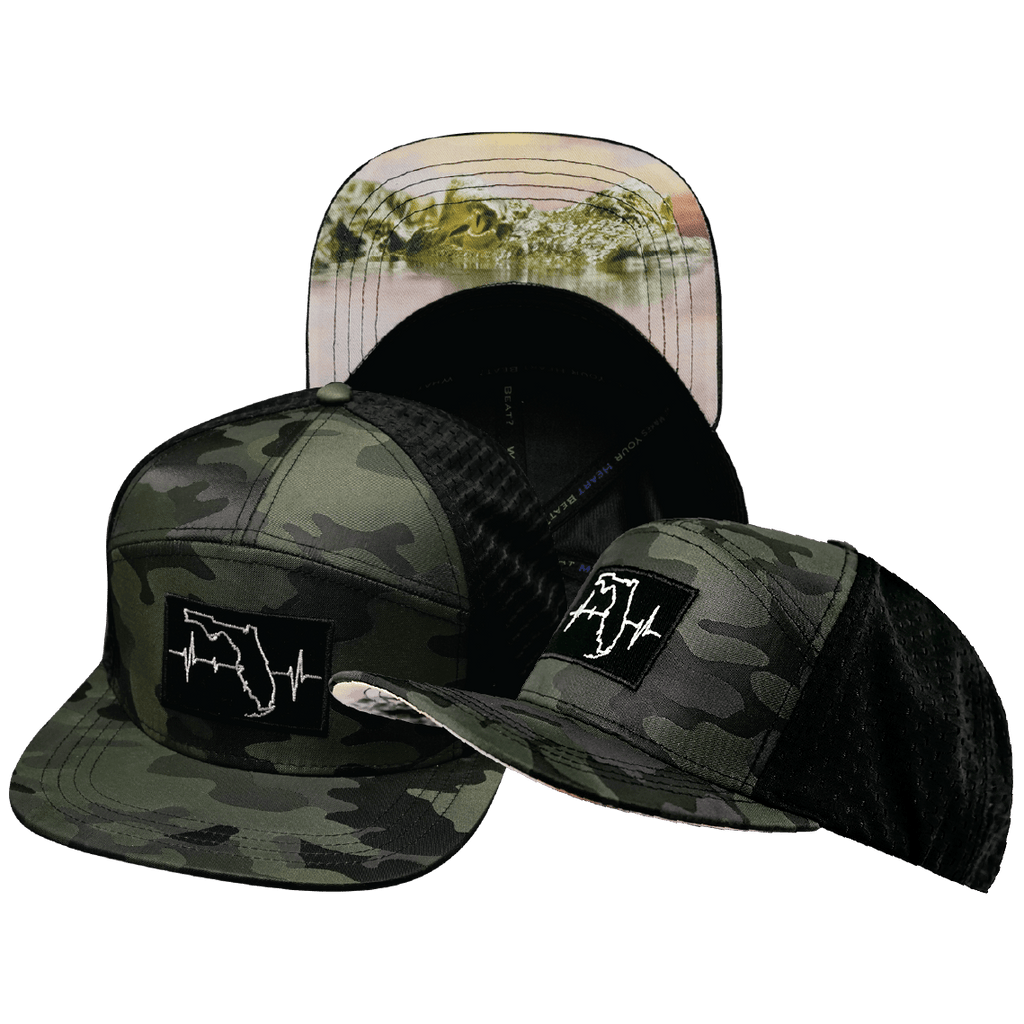 Florida Hat - Flat Bill - Green Camo / Black - Jersey Mesh