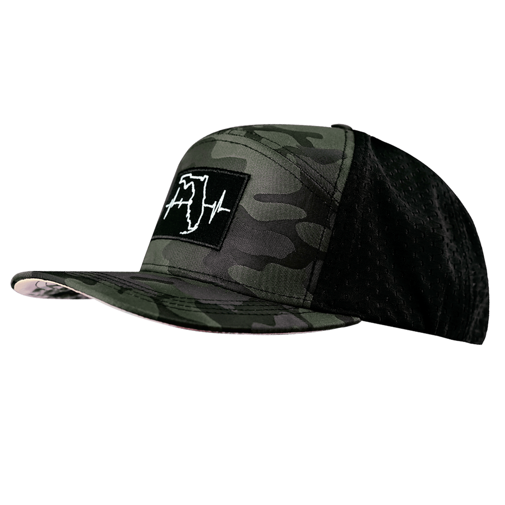 Florida Hat - Flat Bill - Green Camo / Black - Jersey Mesh