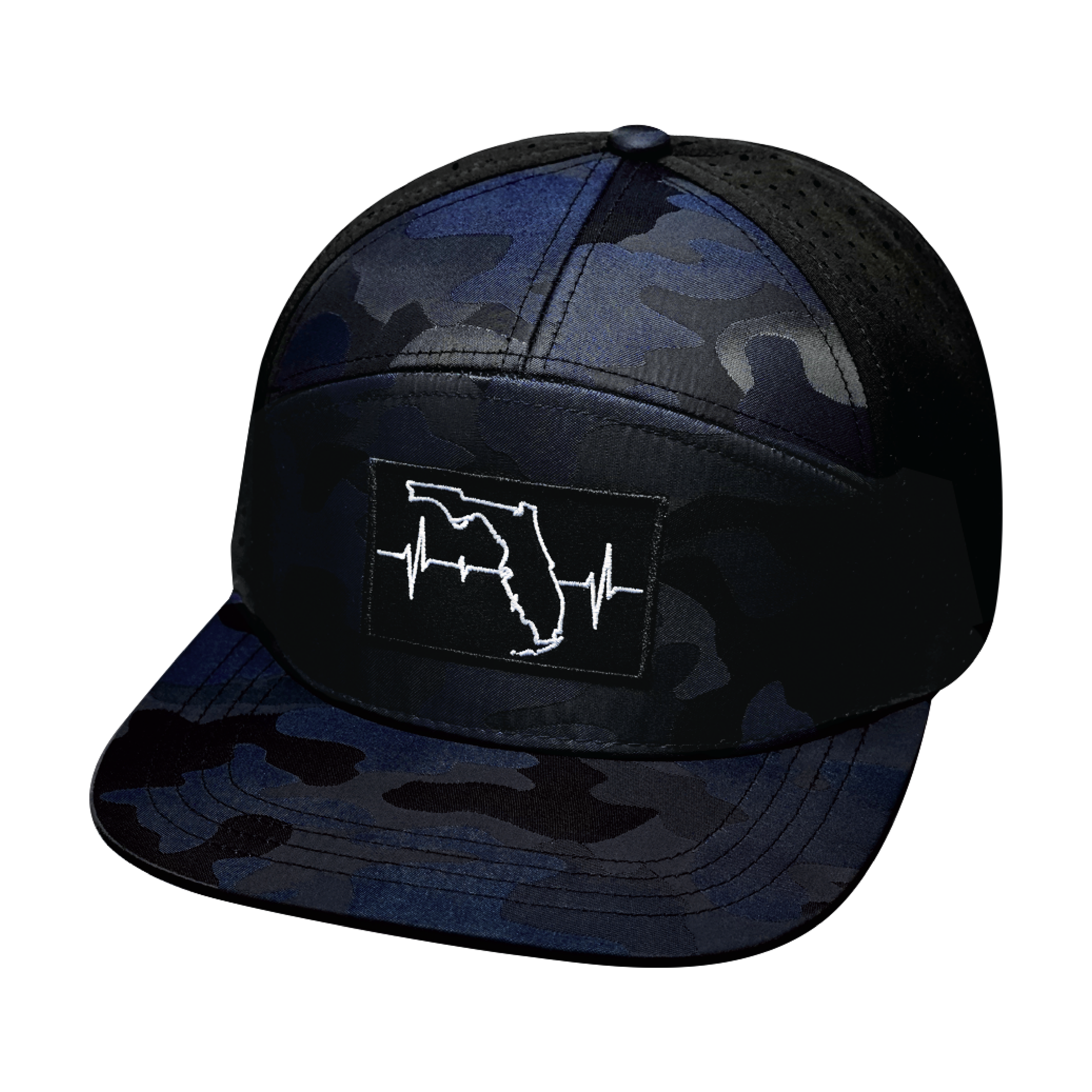Florida Hat - Flat Bill - Navy Camo / Black - Laser Mesh
