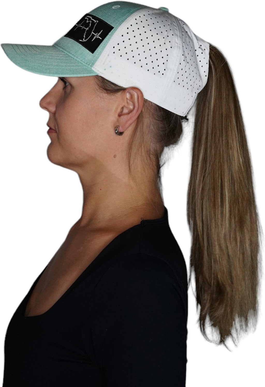 Florida Hat - Low Profile - Ponytail - Teal / White - Laser Mesh