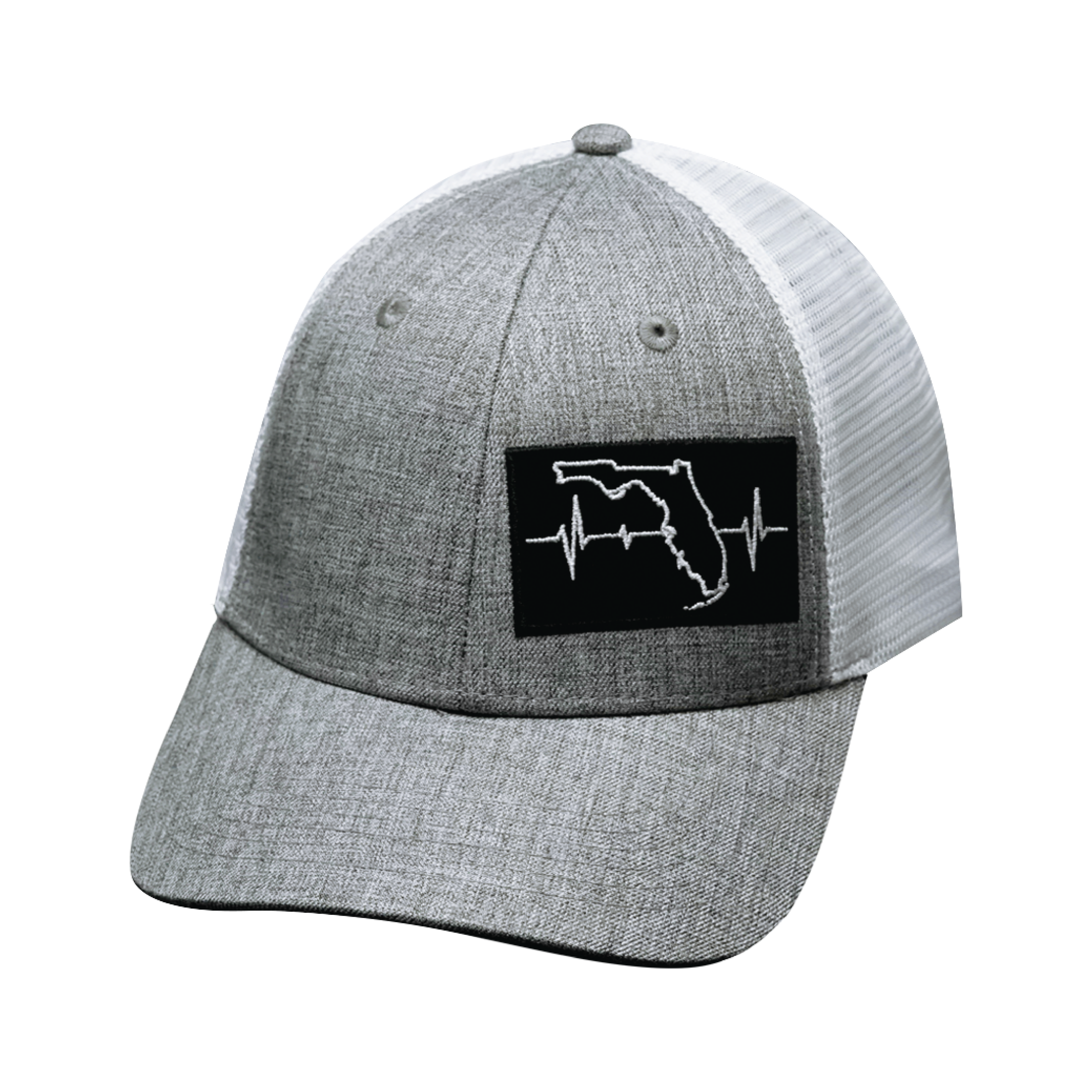 Florida Hat - Low Profile - Heather Gray / White - Trucker Mesh