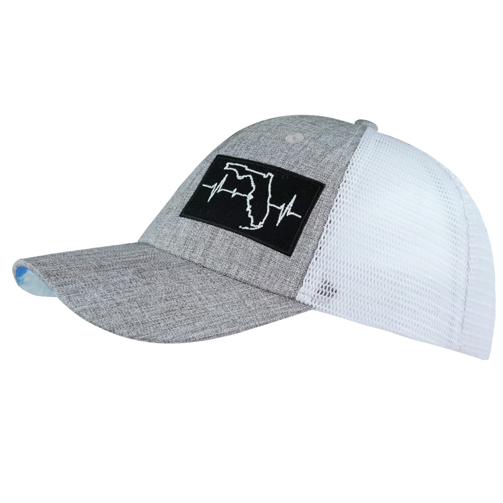 Florida Hat - Low Profile - Heather Gray / White - Trucker Mesh