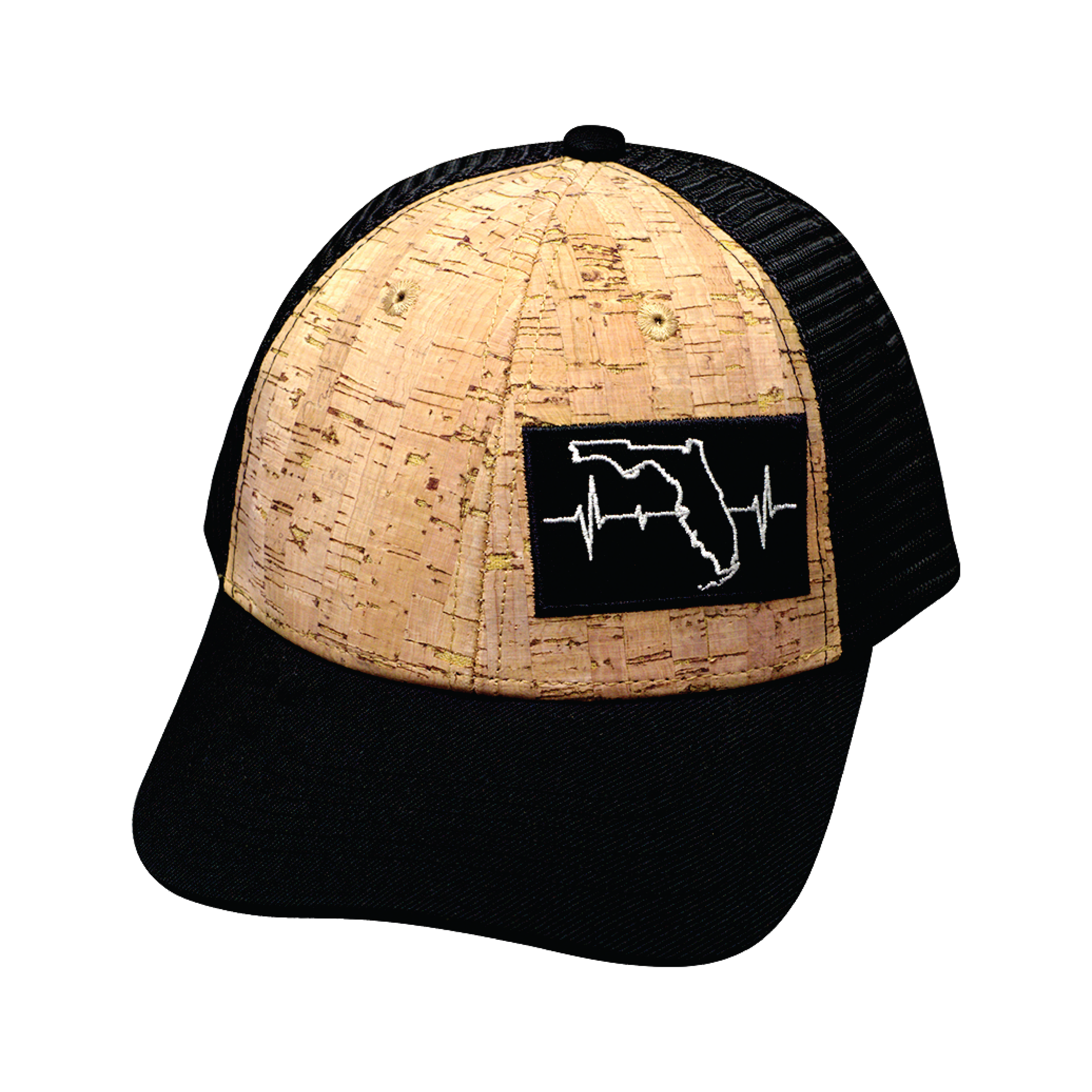 Florida Hat - Low Profile - Cork - Black - Trucker Mesh