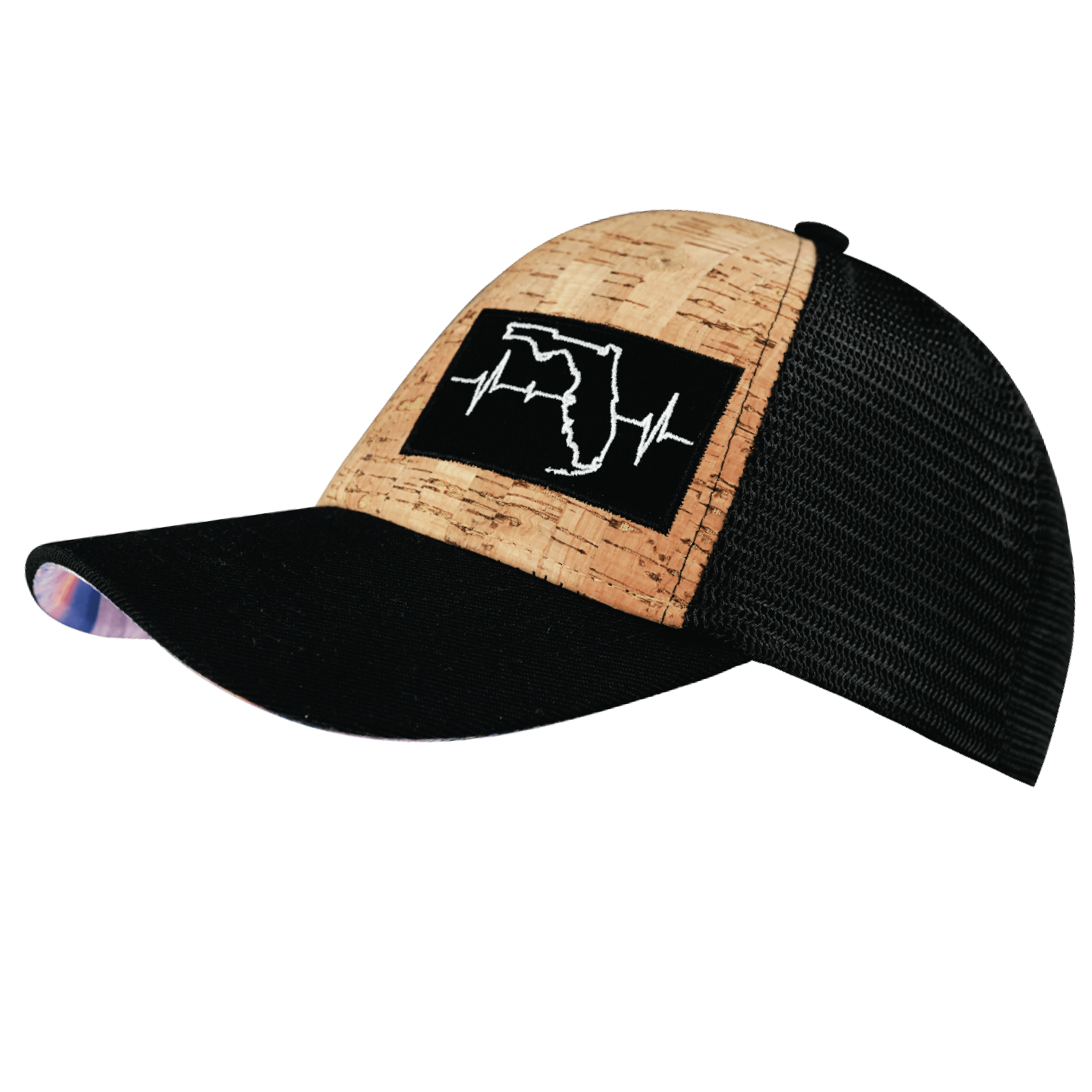 Florida Hat - Low Profile - Cork - Black - Trucker Mesh