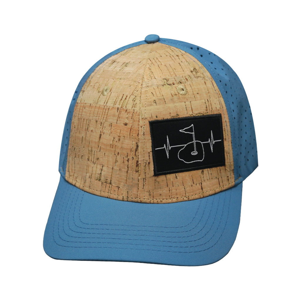 Golf Hat - Baseball Hat Fit - Cork - Slate Blue - Laser Mesh