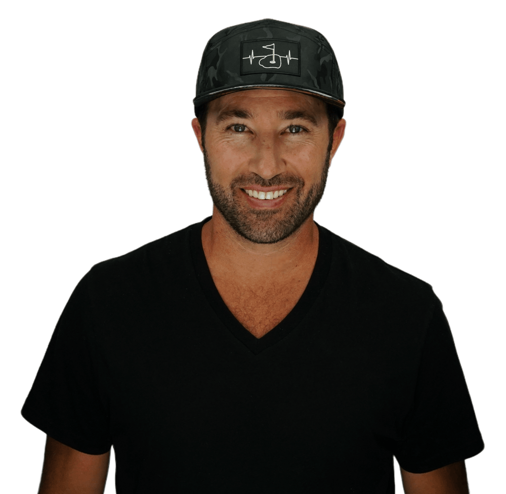 Golf Hat - Flat Bill - Black Camo - Laser Mesh