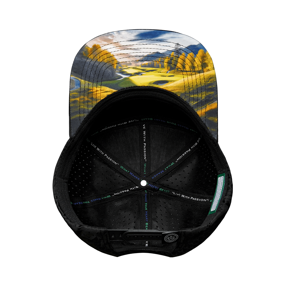 Golf Hat - Flat Bill - Black Camo - Laser Mesh