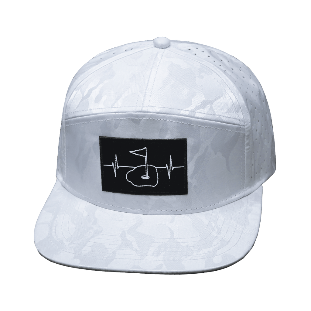 Golf Hat - Flat Bill - White Camo - Laser Mesh