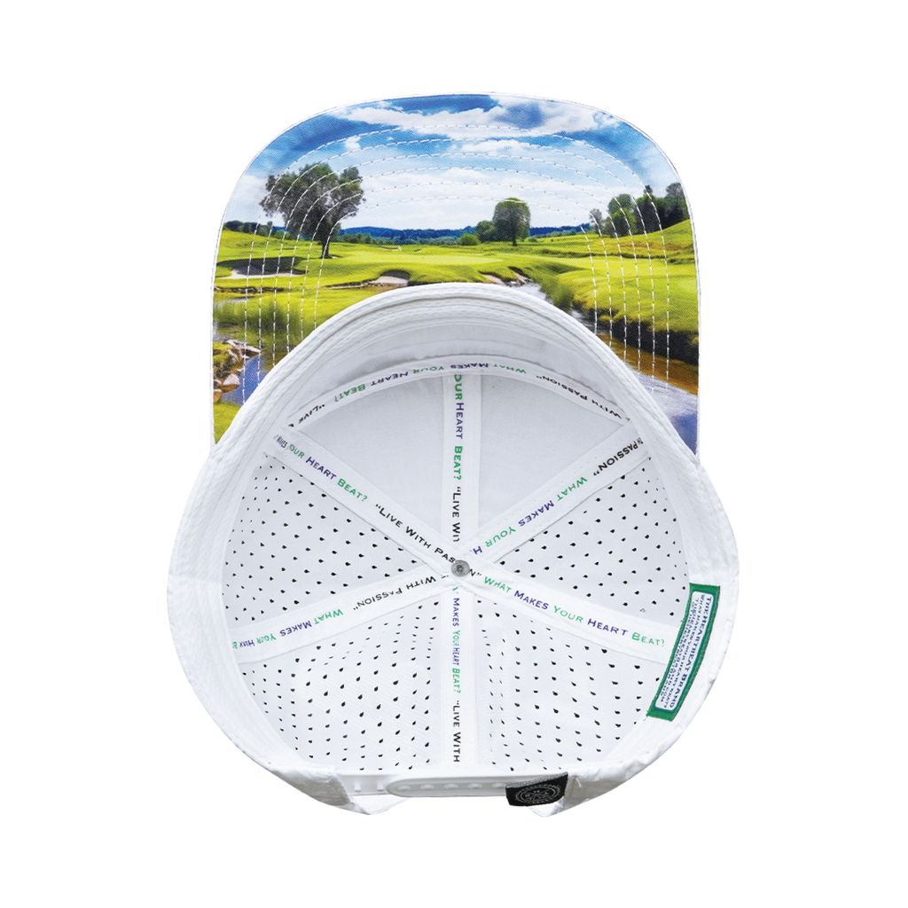 Golf Hat - Flat Bill - White Camo - Laser Mesh