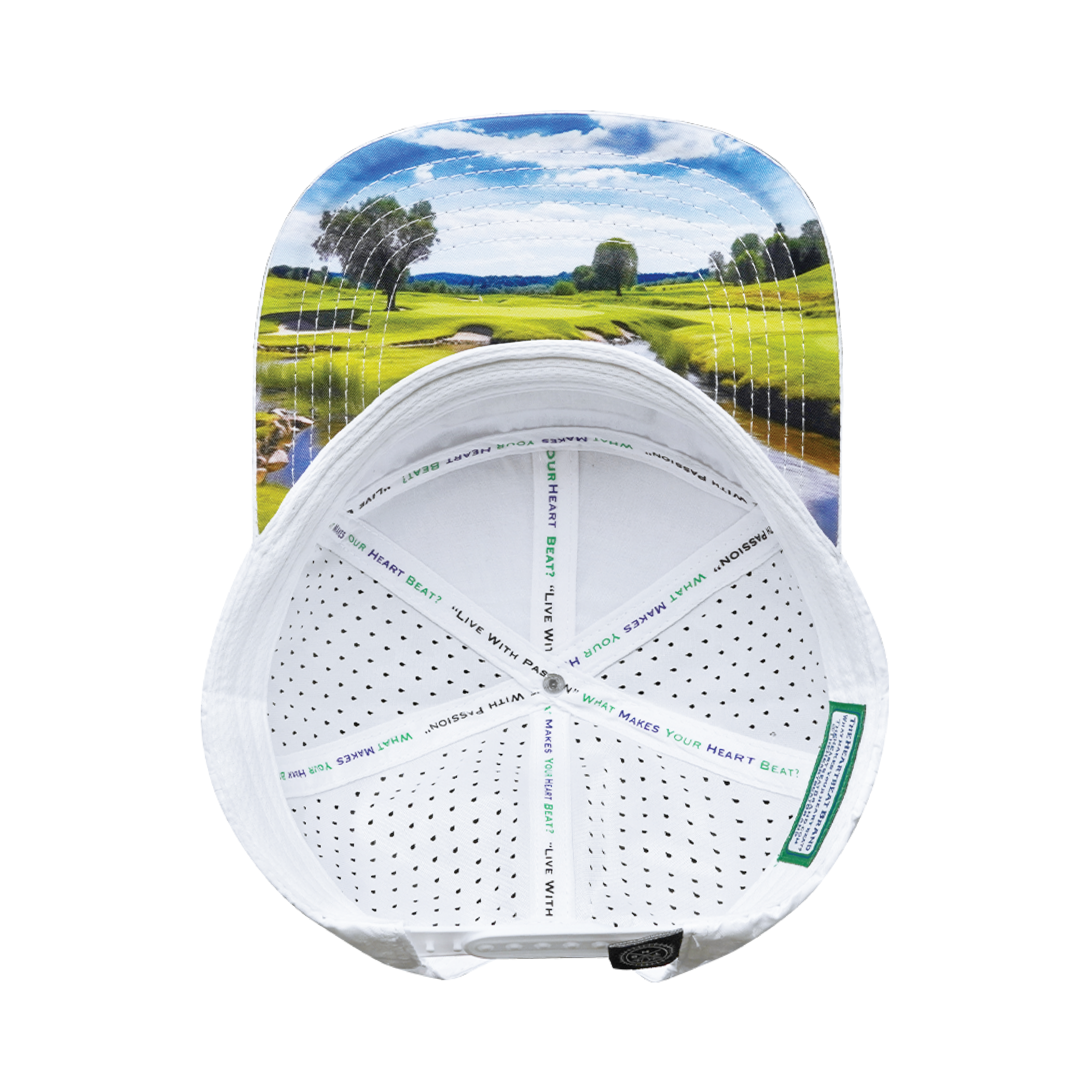 Golf Hat - Flat Bill - White Camo - Laser Mesh