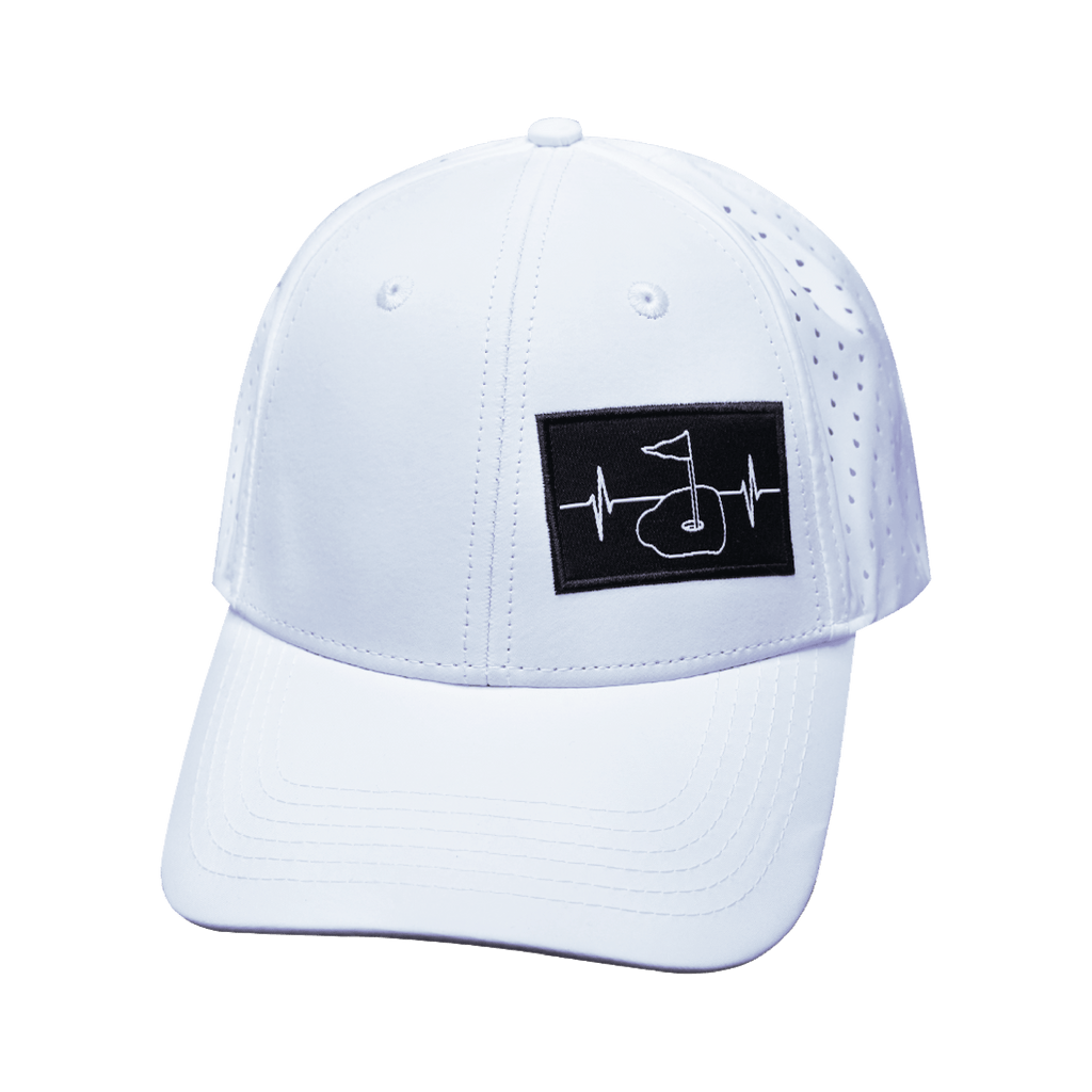 Golf Hat - Low Profile - Ponytail - White - Laser Mesh