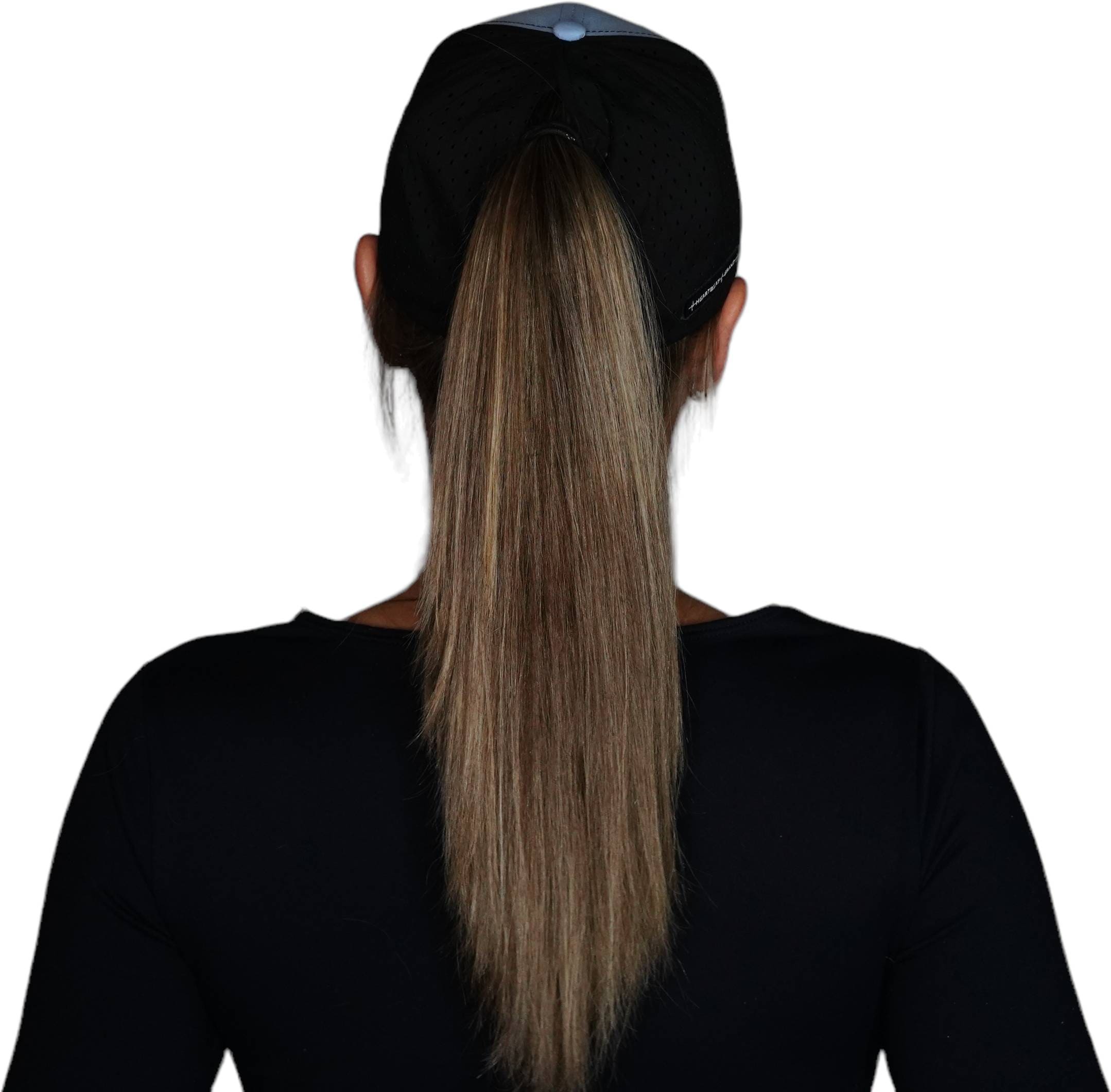 Golf Hat - Low Profile - Ponytail - Baby Blue / Black - Laser Mesh