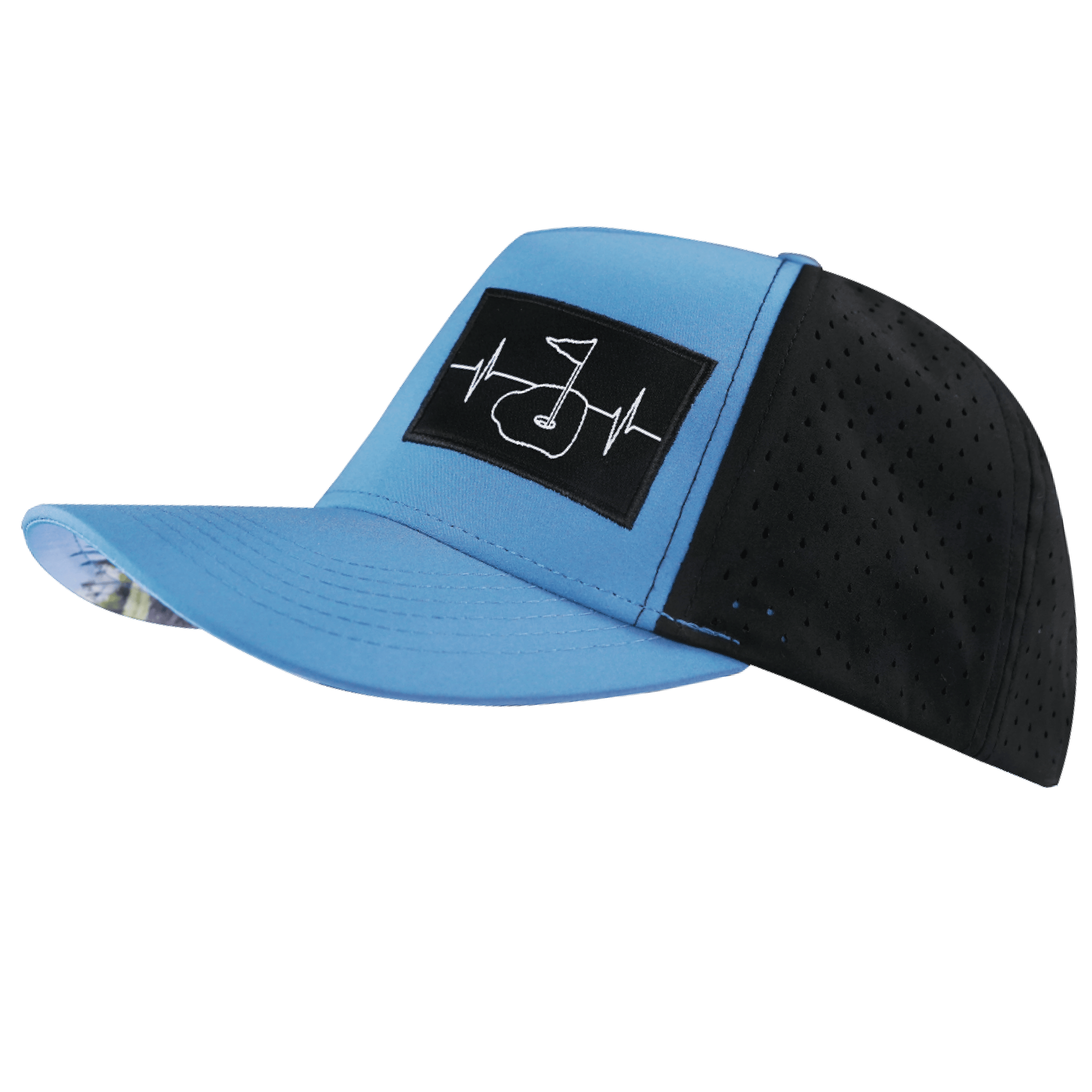 Golf Hat - Trucker Hat - Slate Blue / Black - Laser Mesh