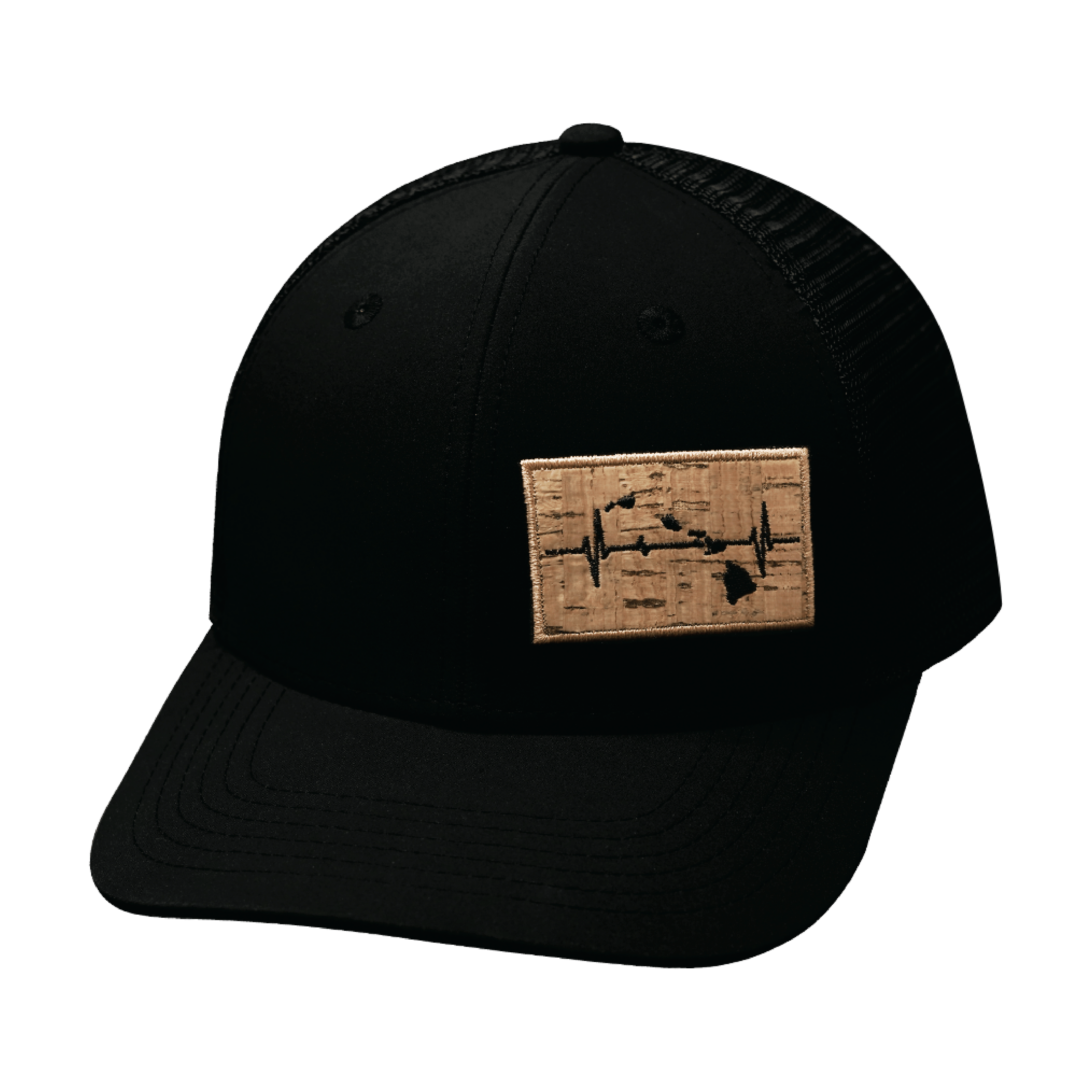 Hawaii Hat - Baseball Hat Fit - Black - Trucker Mesh