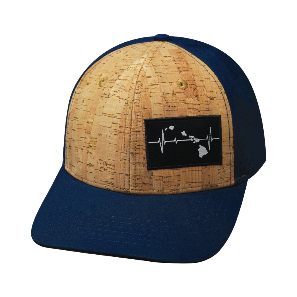 Hawaii Hat - Baseball Hat Fit - Cork - Navy - Laser Mesh