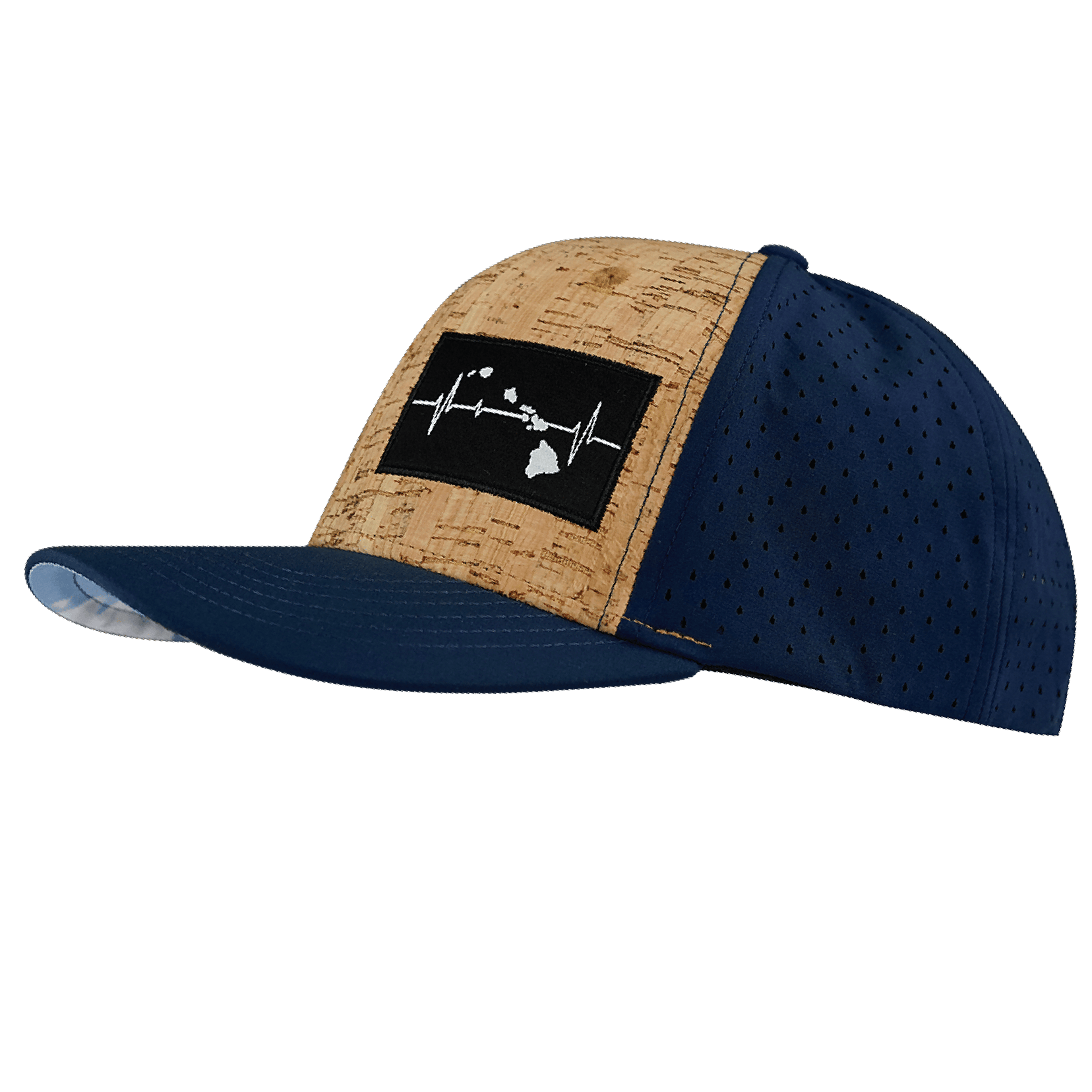Hawaii Hat - Baseball Hat Fit - Cork - Navy - Laser Mesh