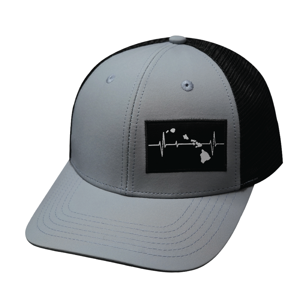 Hawaii Hat - Baseball Hat Fit - Ice Blue / Black - Trucker Mesh