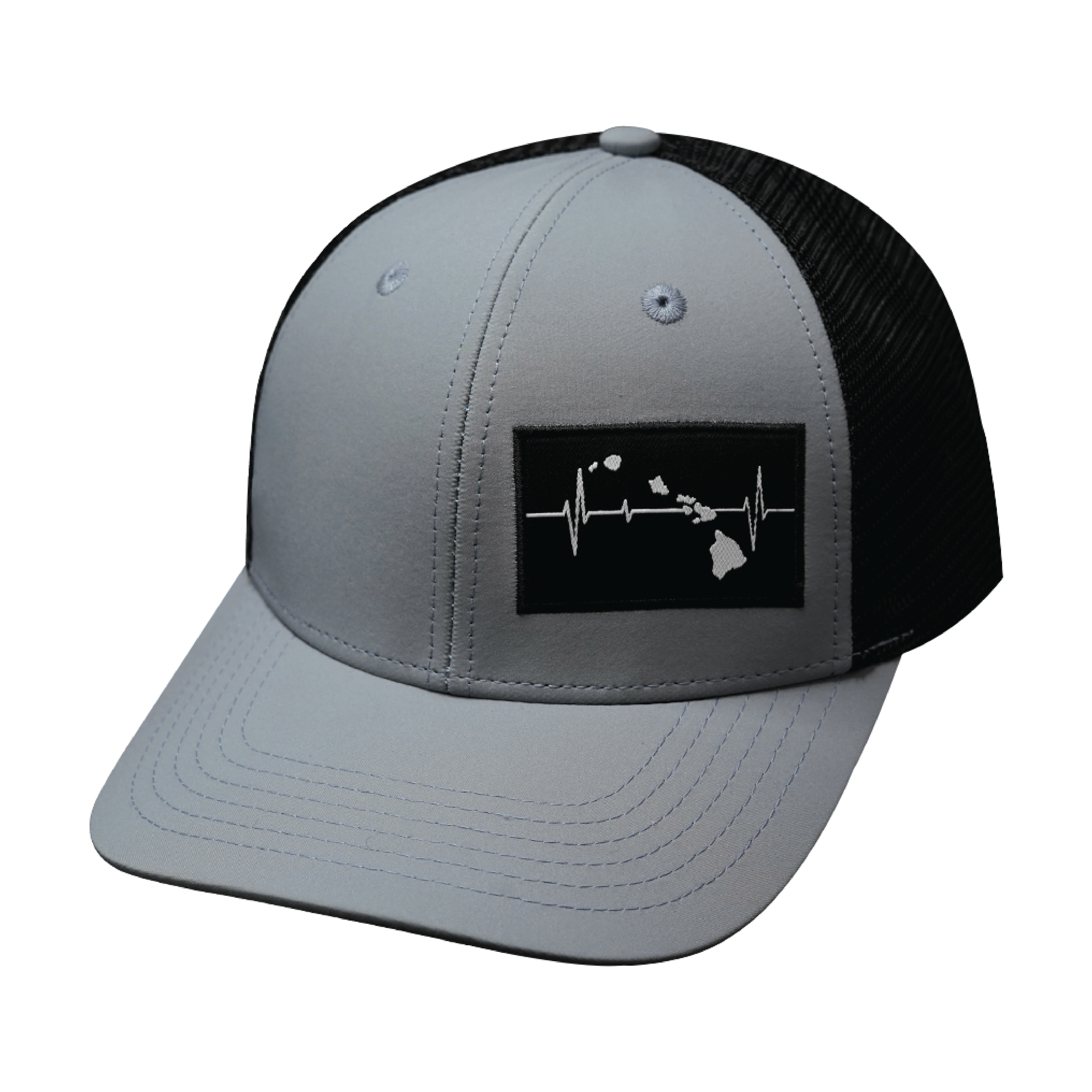 Hawaii Hat - Baseball Hat Fit - Ice Blue / Black - Trucker Mesh