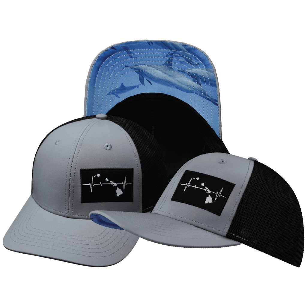 Hawaii Hat - Baseball Hat Fit - Ice Blue / Black - Trucker Mesh