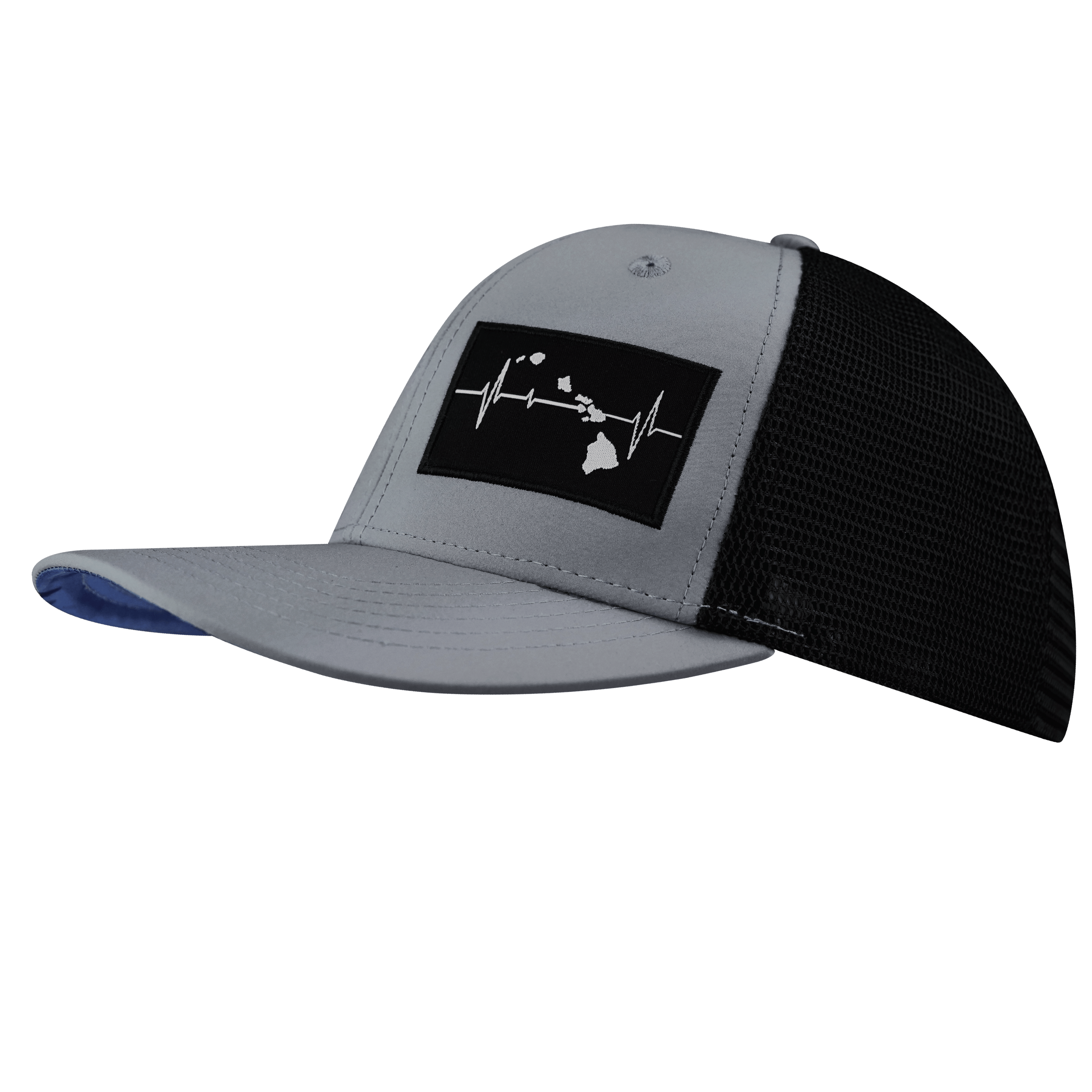 Hawaii Hat - Baseball Hat Fit - Ice Blue / Black - Trucker Mesh