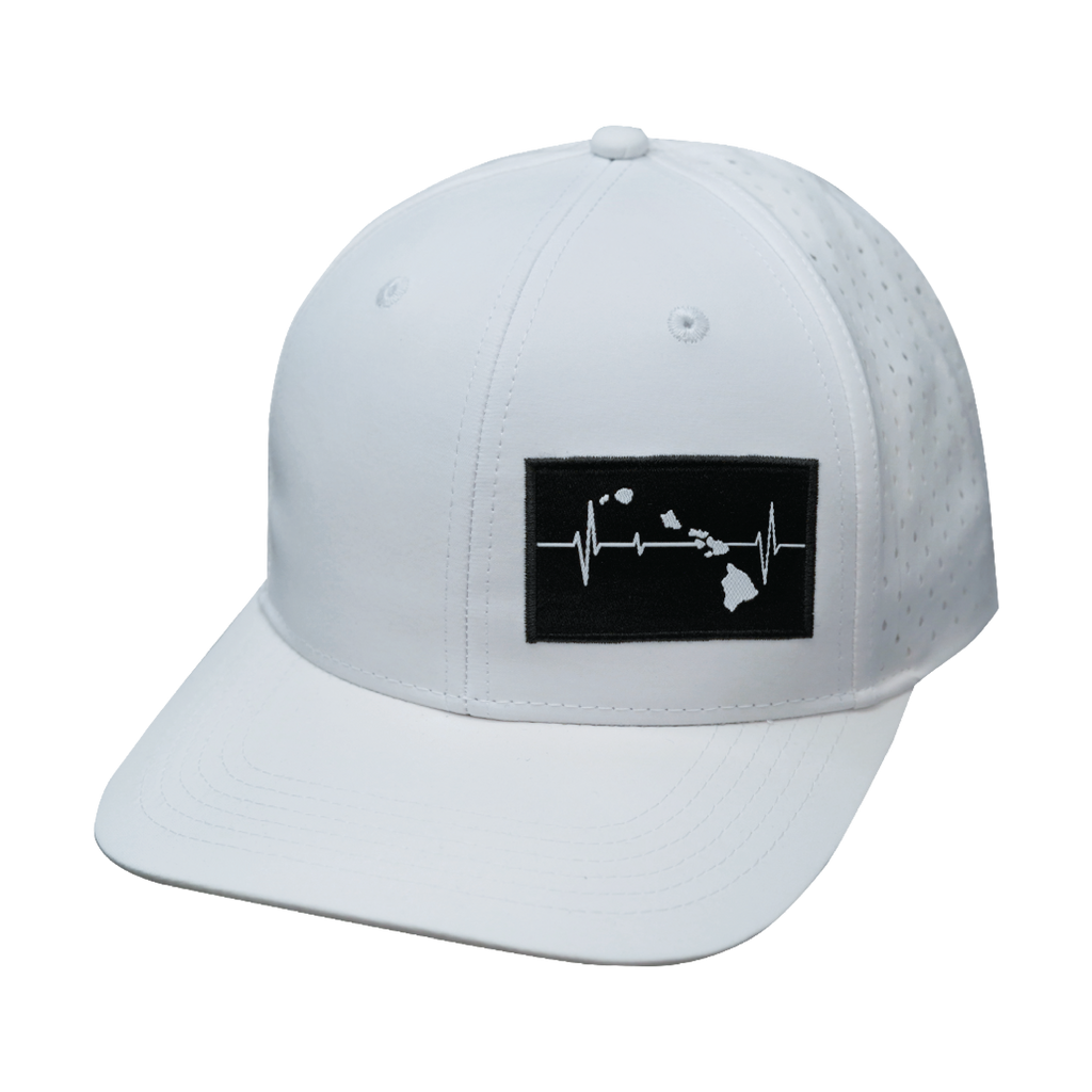 Hawaii Hat - Baseball Hat Fit - White - Laser Mesh