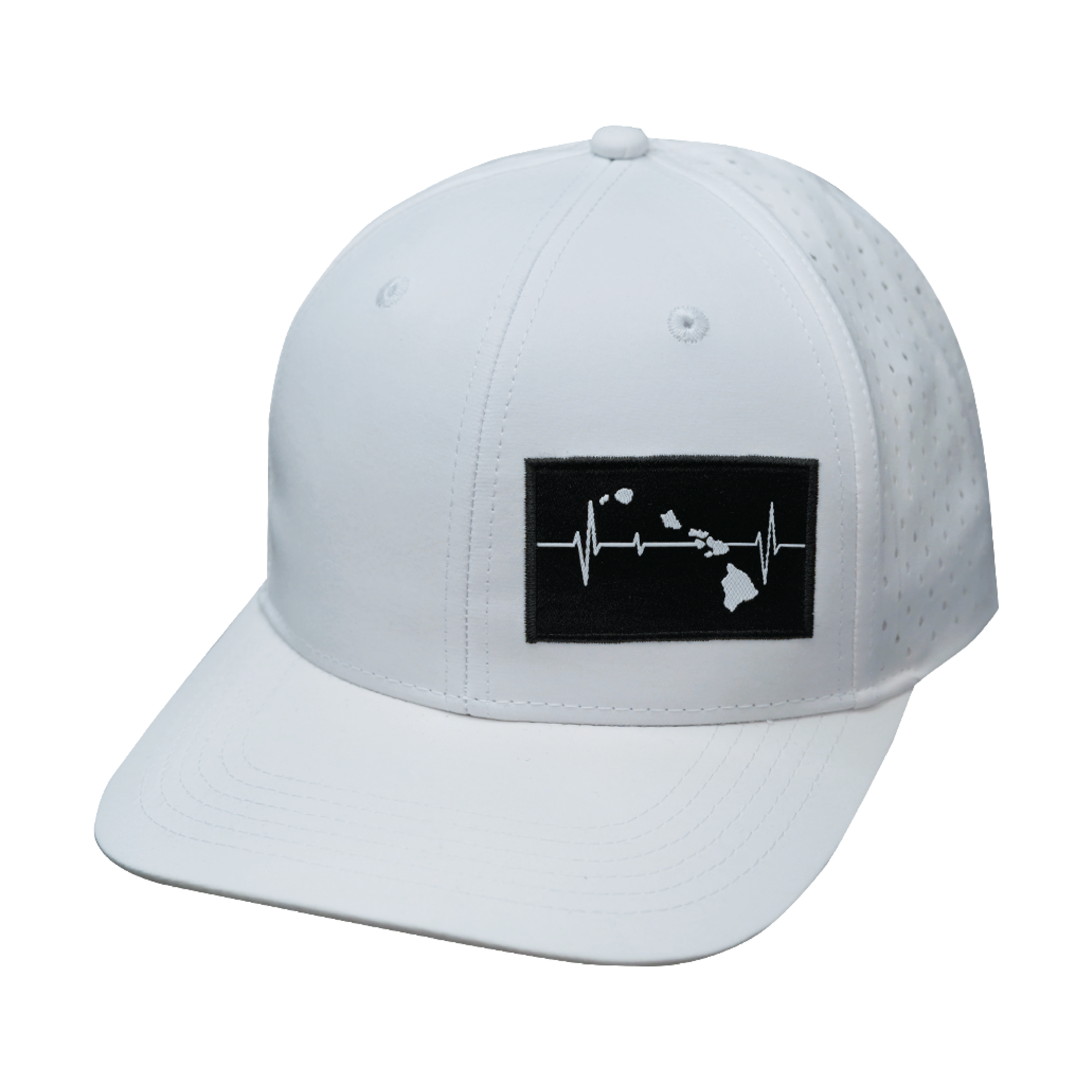 Hawaii Hat - Baseball Hat Fit - White - Laser Mesh