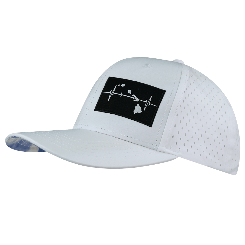 Hawaii Hat - Baseball Hat Fit - White - Laser Mesh