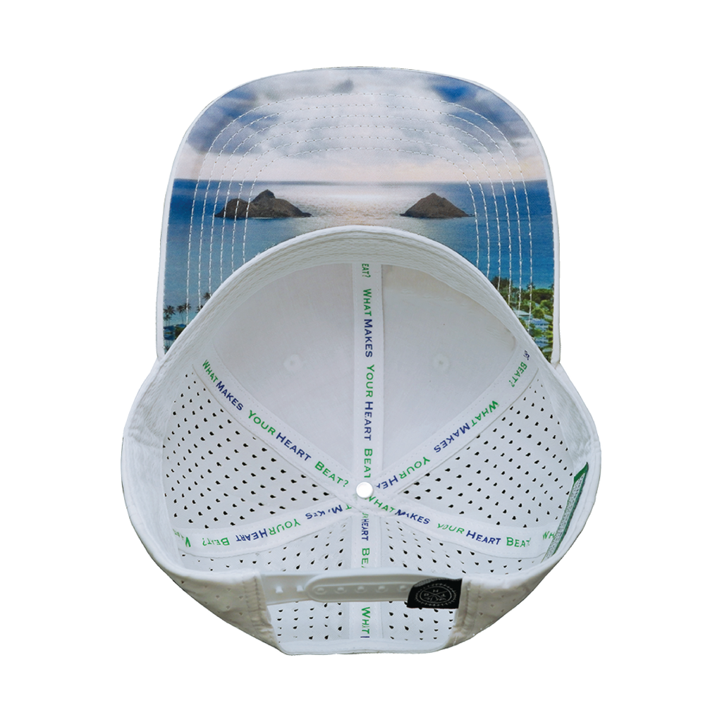 Hawaii Hat - Baseball Hat Fit - White - Laser Mesh