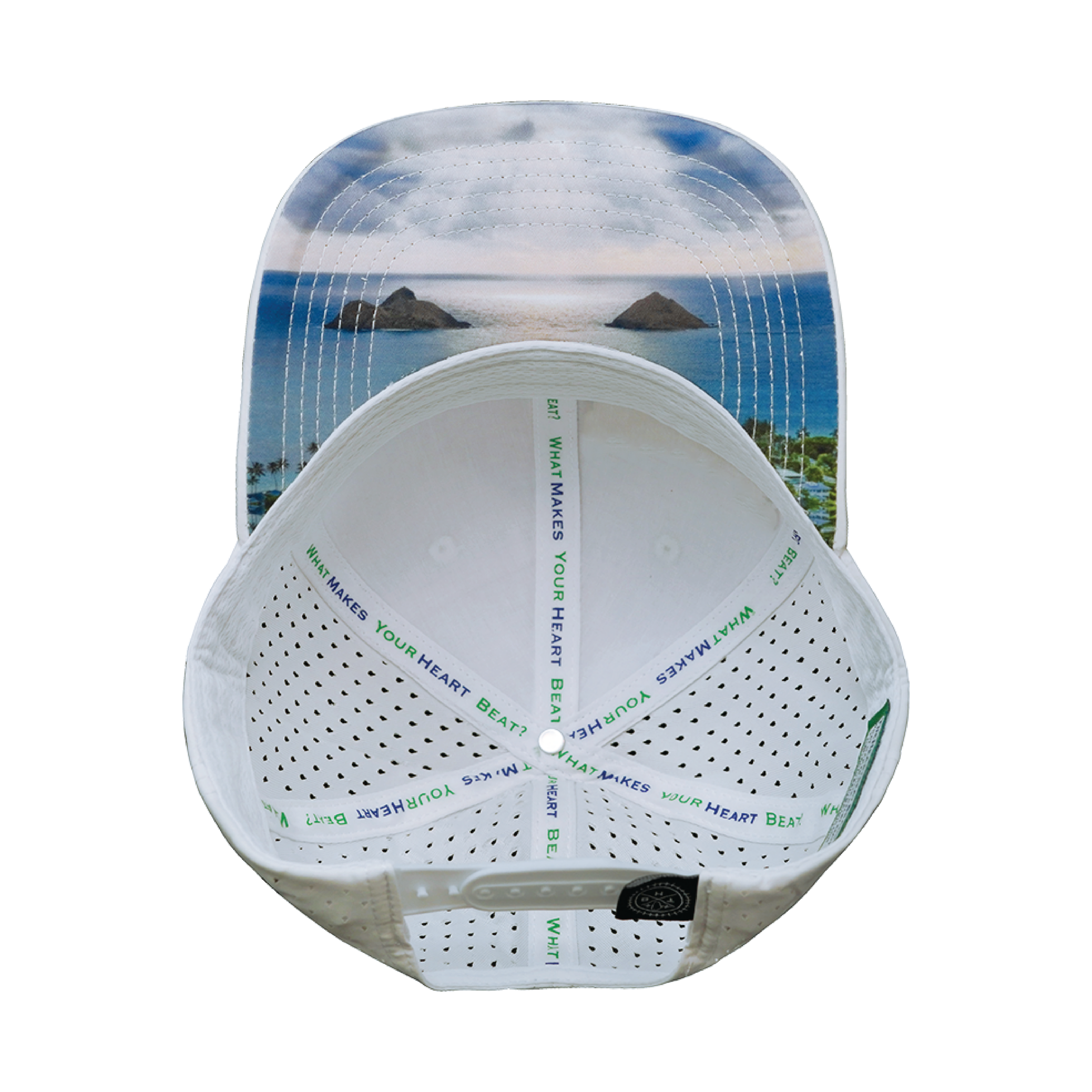 Hawaii Hat - Baseball Hat Fit - White - Laser Mesh