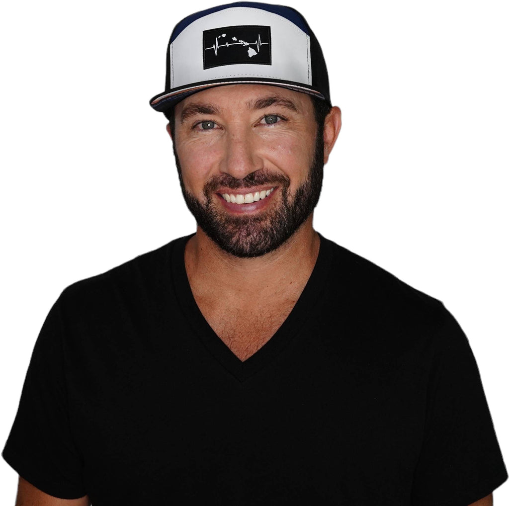 Hawaii Hat - Flat Bill - Black / White / Navy - Laser Mesh