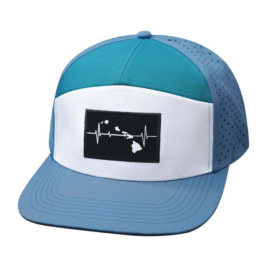 Hawaii Hat - Flat Bill - Light Blue / White / Turquoise - Laser Mesh