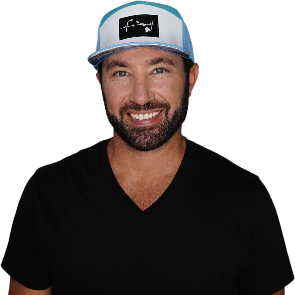 Hawaii Hat - Flat Bill - Light Blue / White / Turquoise - Laser Mesh