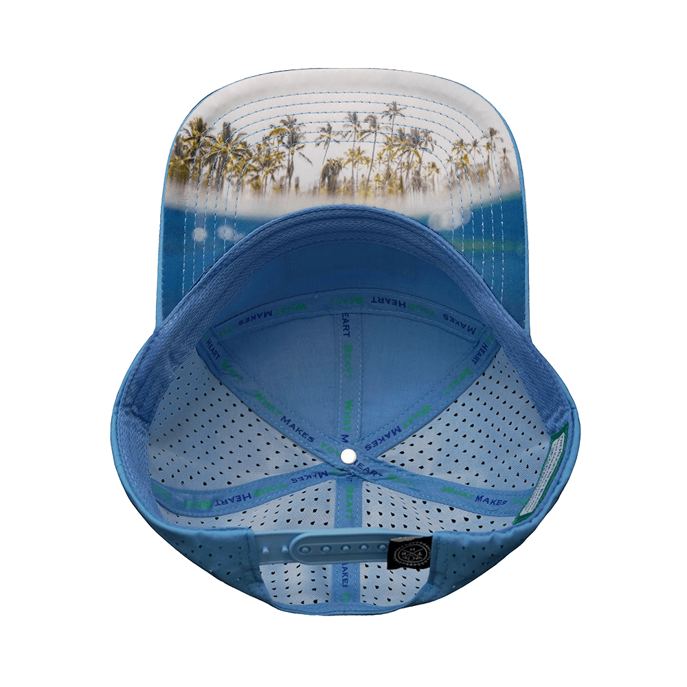 Hawaii Hat - Flat Bill - Light Blue / White / Turquoise - Laser Mesh