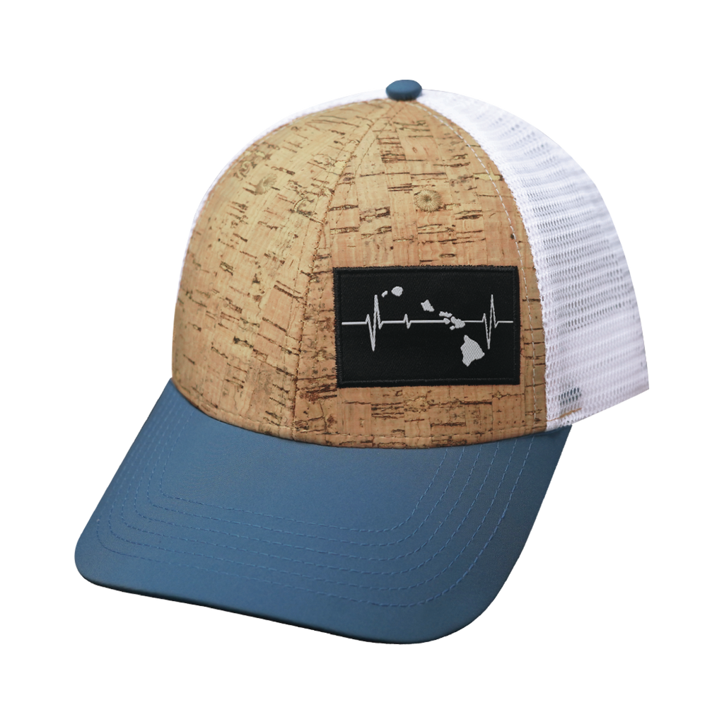Hawaii Hat - Low Profile - Cork - Sea Blue / White - Trucker Mesh