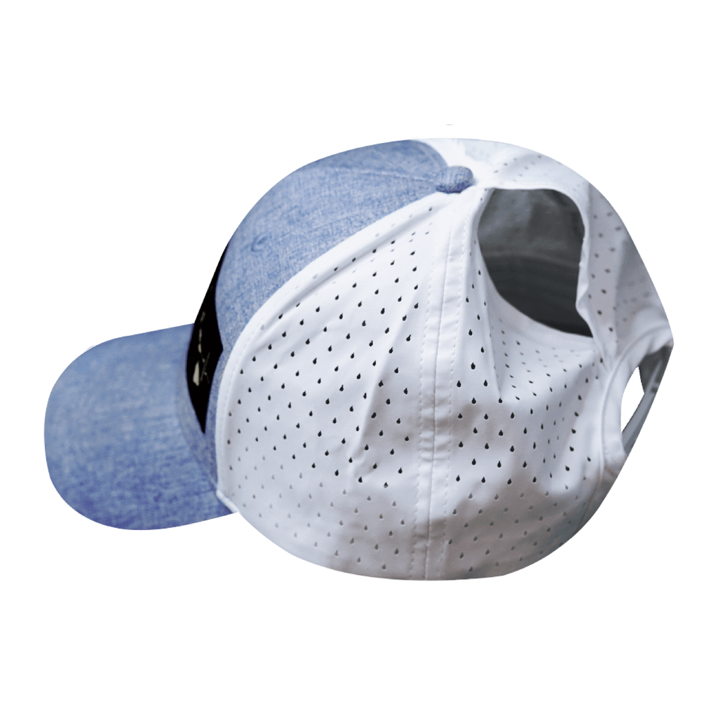 Hawaii Hat - Low Profile - Ponytail - Light Blue / White - Laser Mesh