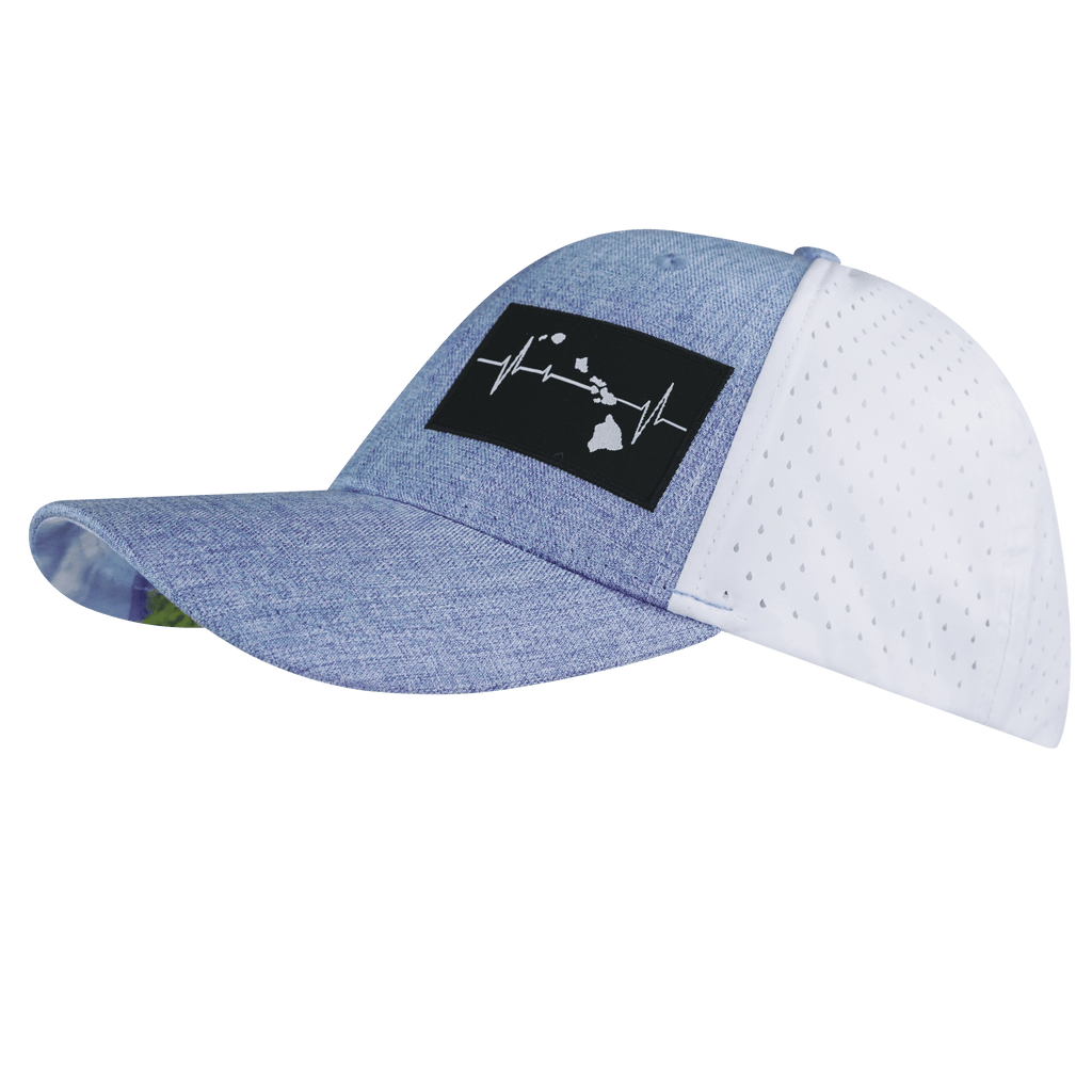 Hawaii Hat - Low Profile - Ponytail - Light Blue / White - Laser Mesh