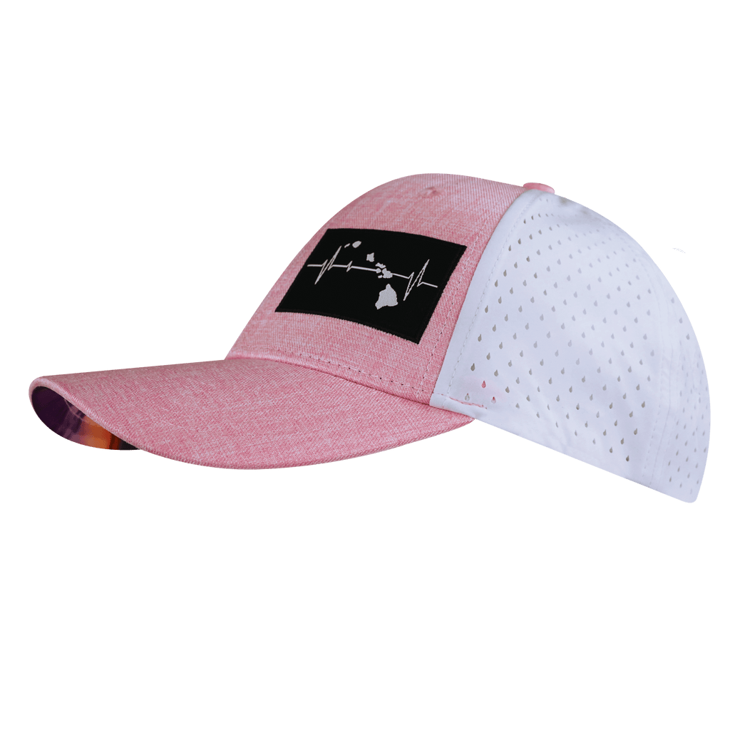 Hawaii Hat - Low Profile - Ponytail - Pink / White - Laser Mesh