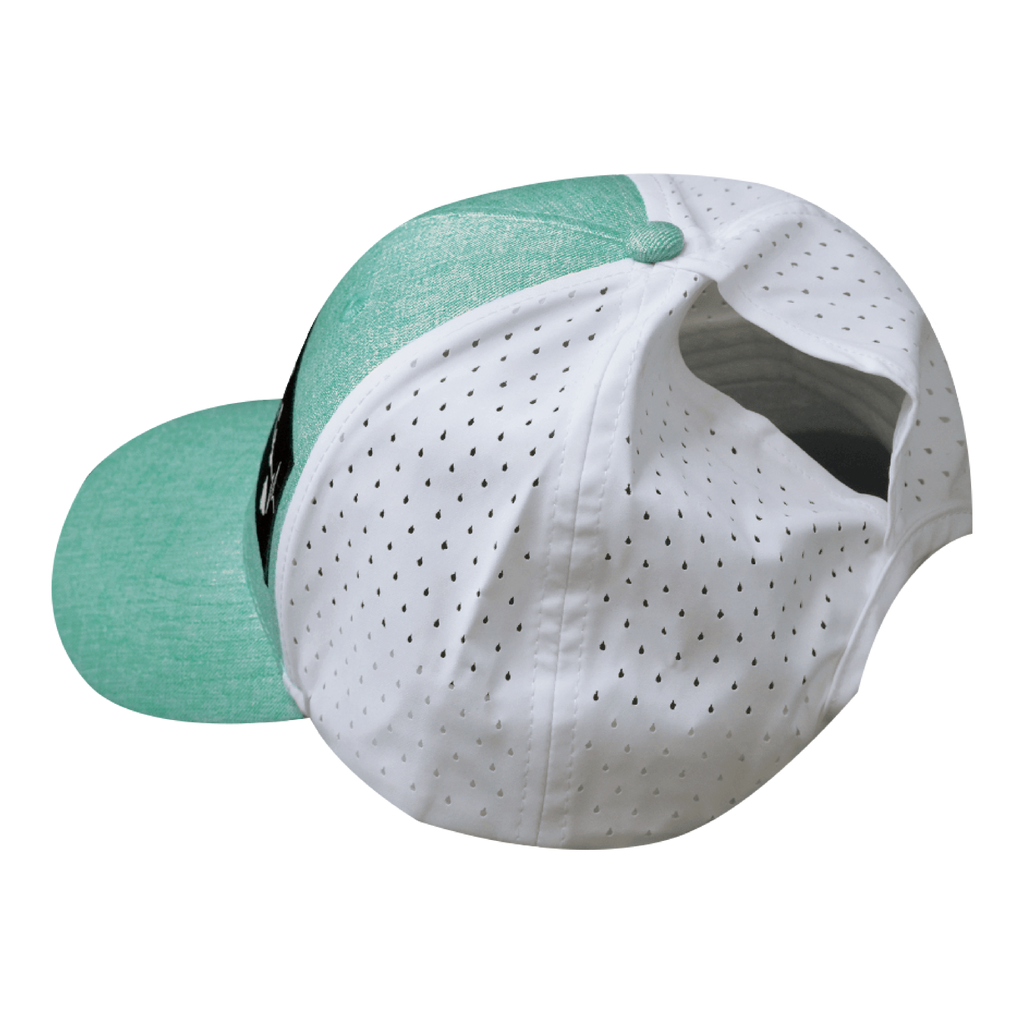 Hawaii Hat - Low Profile - Ponytail - Teal / White - Laser Mesh