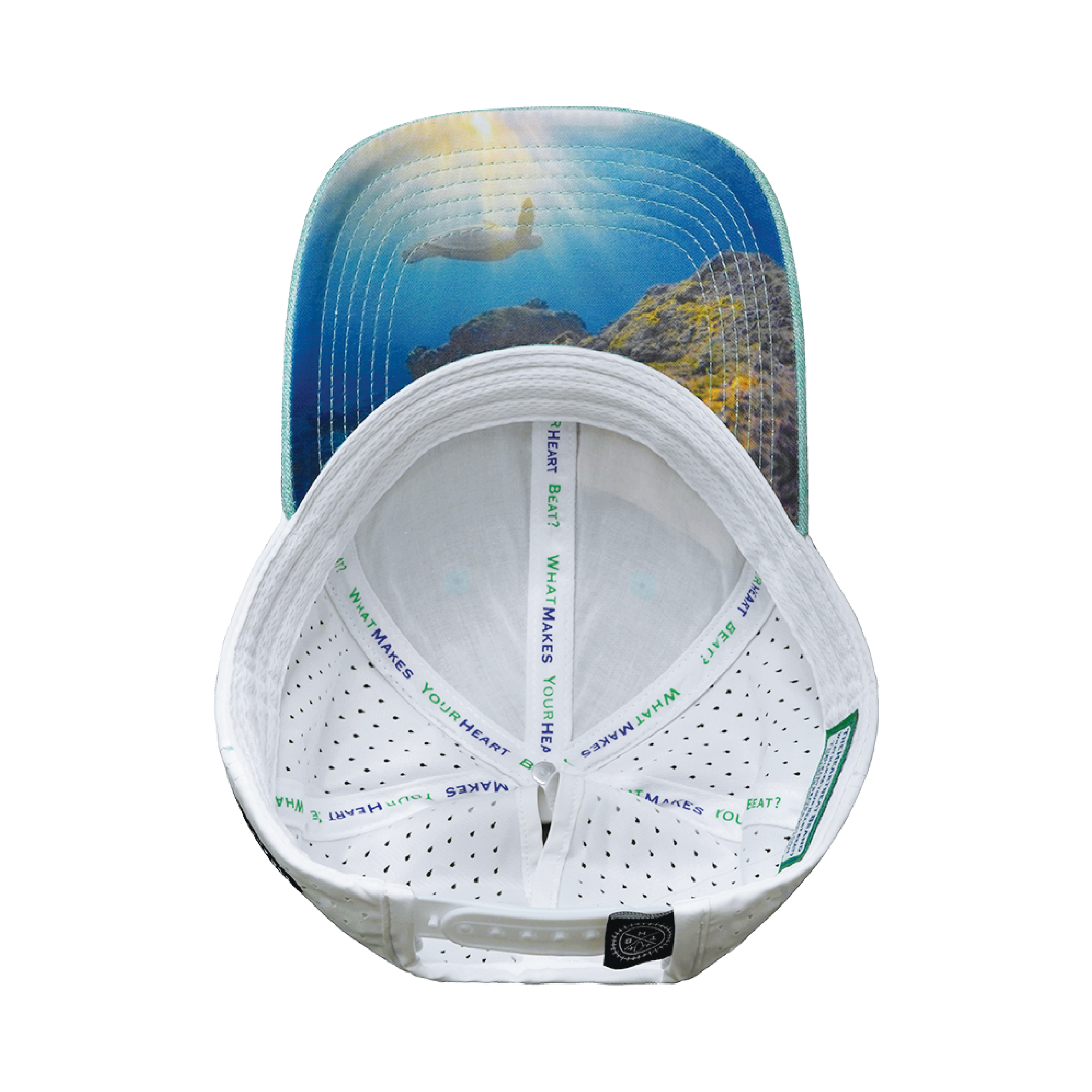 Hawaii Hat - Low Profile - Ponytail - Teal / White - Laser Mesh