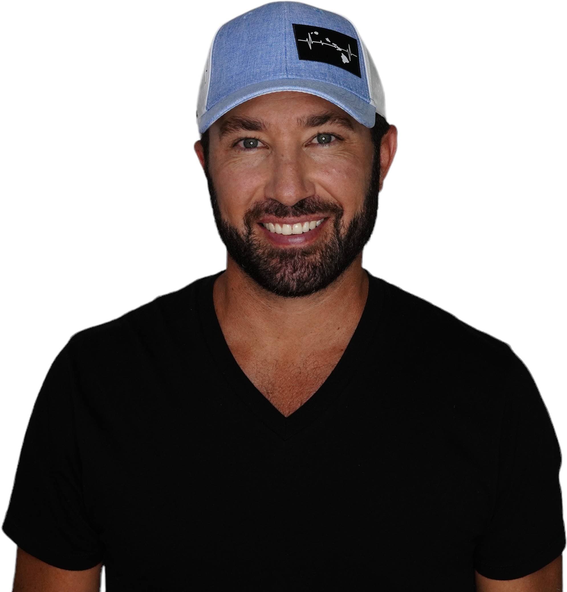 Hawaii Hat - Low Profile - Ponytail - Light Blue / White - Laser Mesh