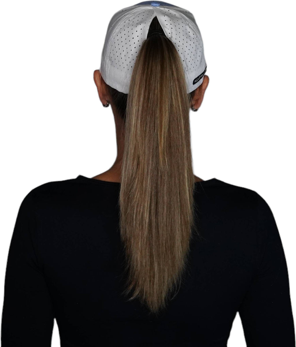 Hawaii Hat - Low Profile - Ponytail - Light Blue / White - Laser Mesh