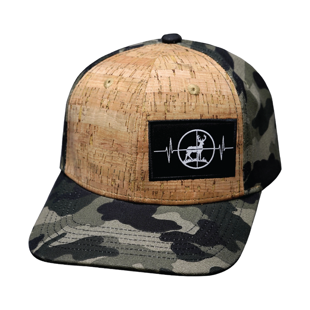 Hunting Hat - Baseball Hat Fit - Cork - Tan Tree Camo - Fabric Back