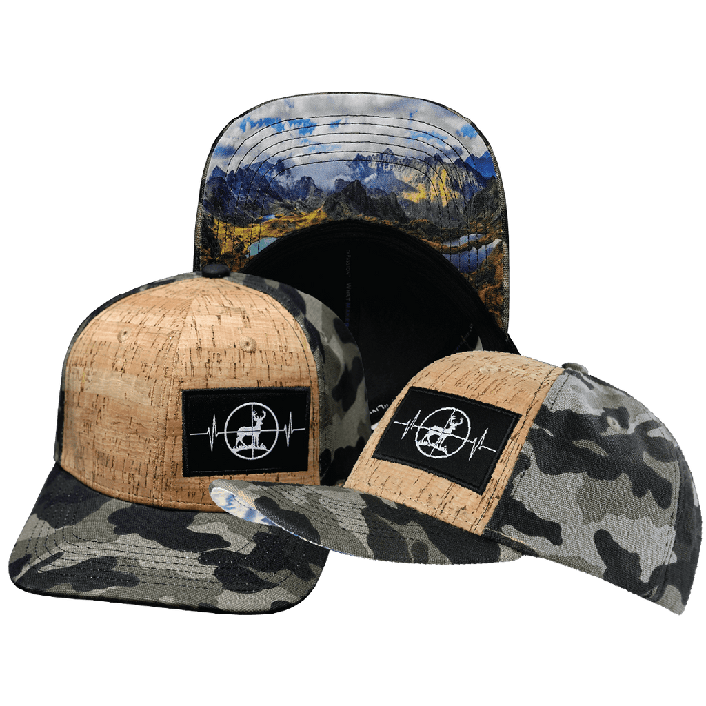 Hunting Hat - Baseball Hat Fit - Cork - Tan Tree Camo - Fabric Back