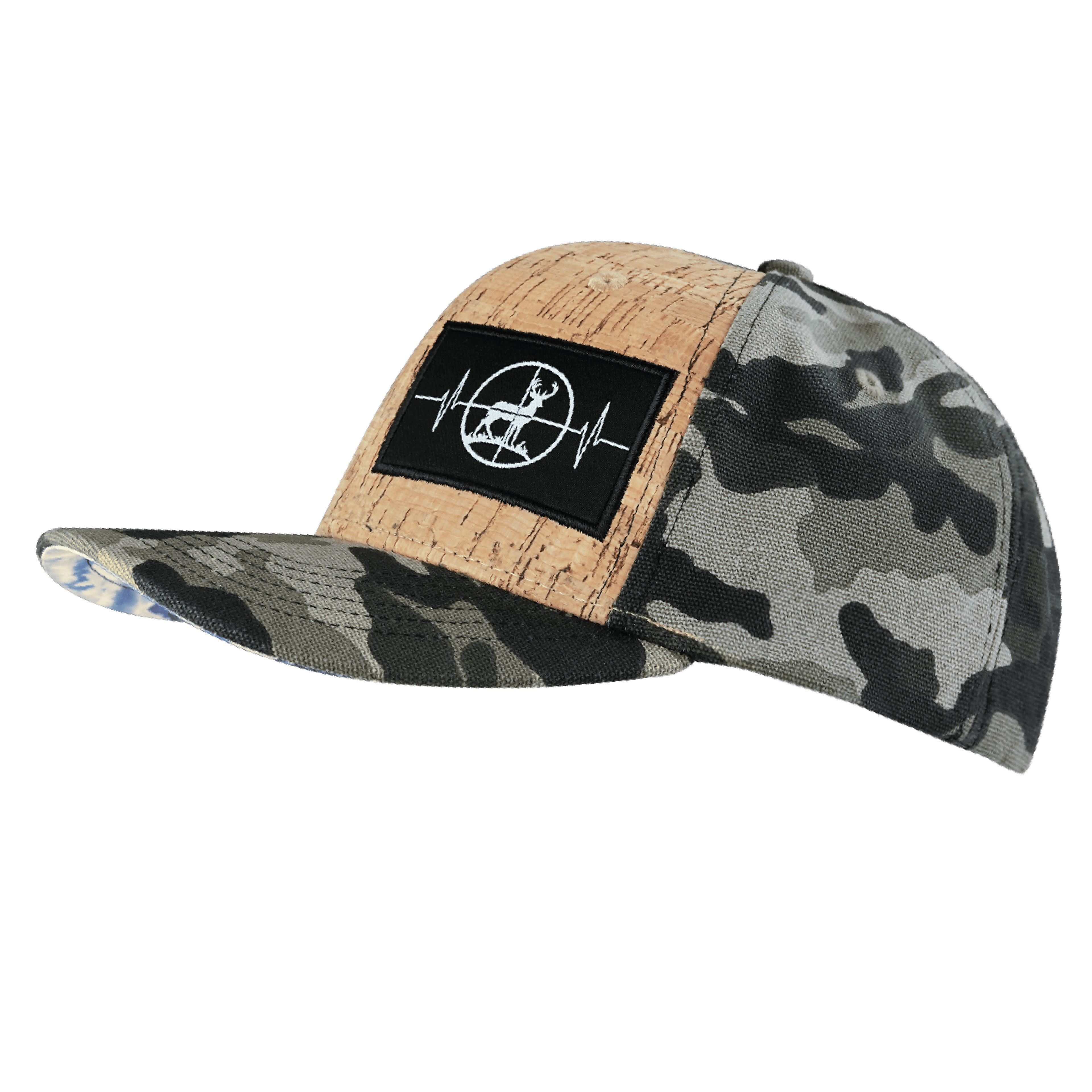 Hunting Hat - Baseball Hat Fit - Cork - Tan Tree Camo - Fabric Back