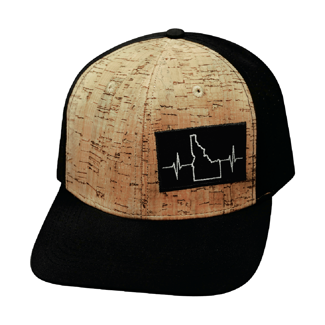 Idaho Hat - Baseball Hat Fit - Cork - Black - Laser Mesh