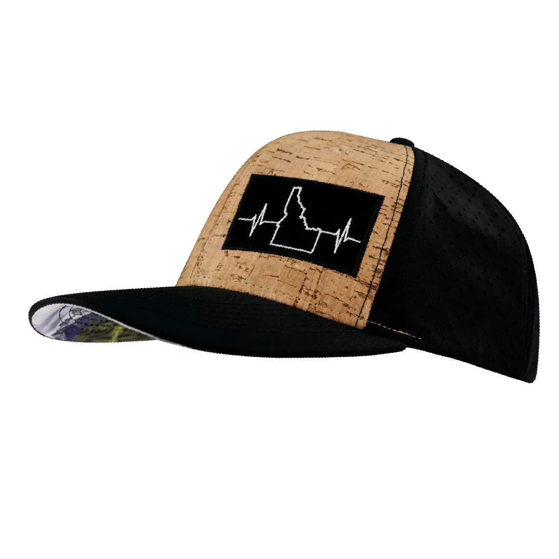 Idaho Hat - Baseball Hat Fit - Cork - Black - Laser Mesh